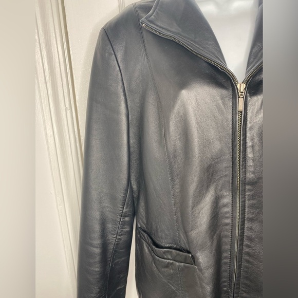 JLC New York L Black Leather Zipper Jacket with Pockets - Picture 4 of 11